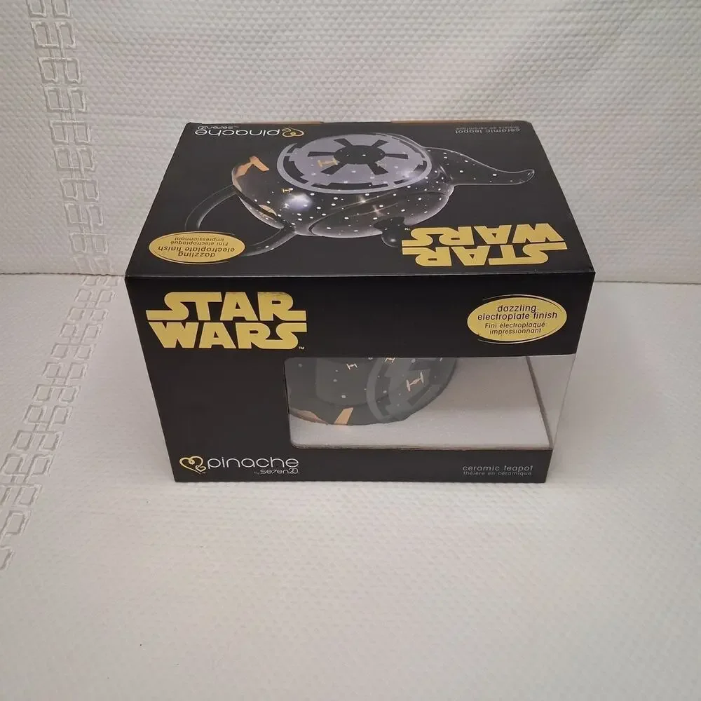 Star Wars Tea Pot Black Galactic Republic's Crest & Tie Fighters Lucasfilm New